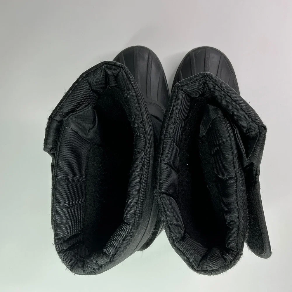 Black Snow Boots Mens Size 9 Insulated Waterproof Shell Hook and Loop HB22001